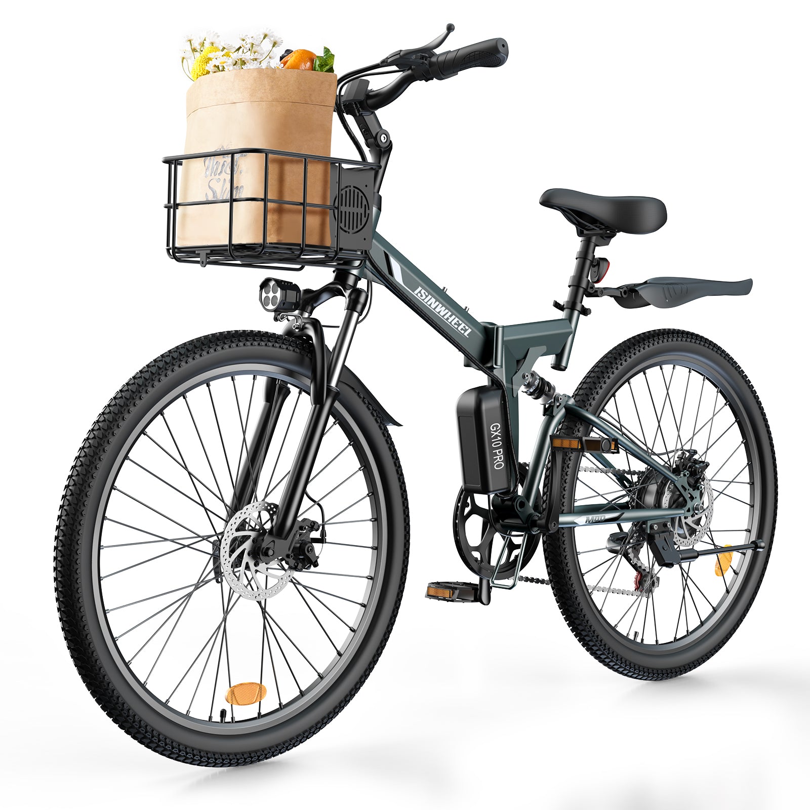 isinwheel M40 500W Folding Electric Bike with Basket