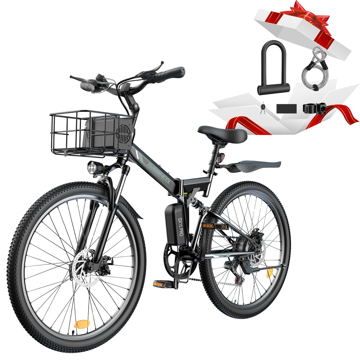 isinwheel M40 500W Folding Electric Bike with Basket