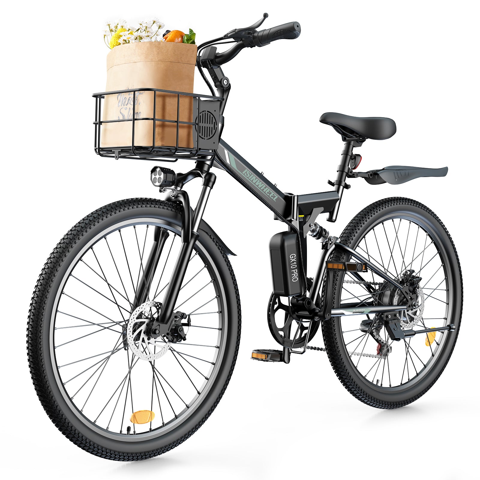 isinwheel M40 500W Folding Electric Bike with Basket