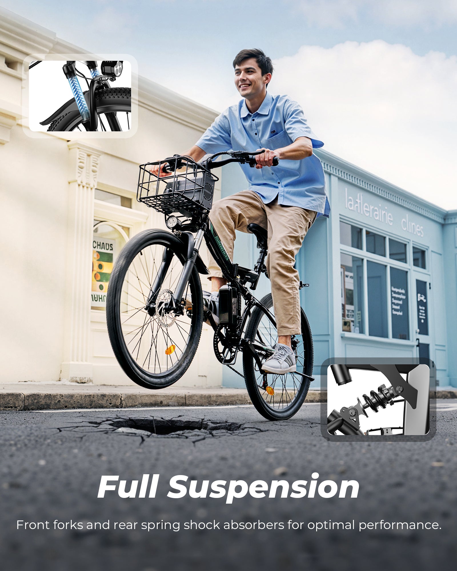 isinwheel M40 500W Folding Electric Bike with Basket