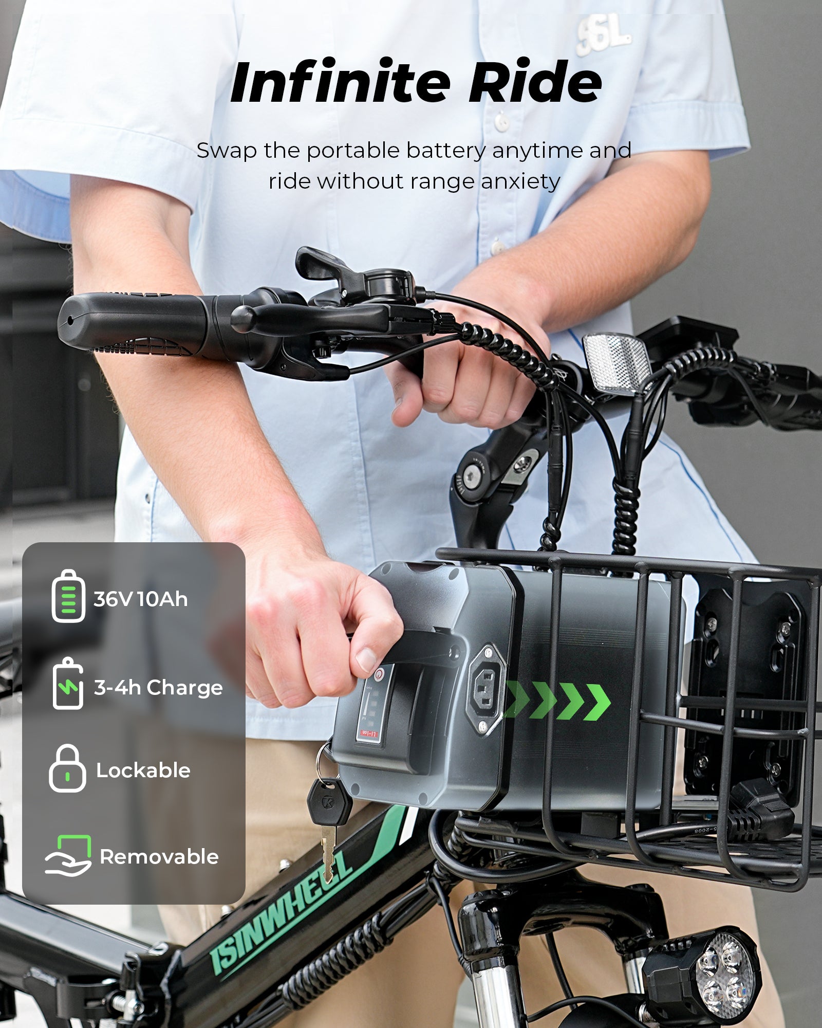 isinwheel M40 500W Folding Electric Bike with Basket