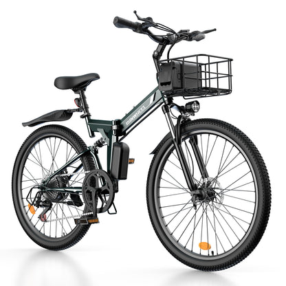 isinwheel M40 Folding Electric Bike with Basket