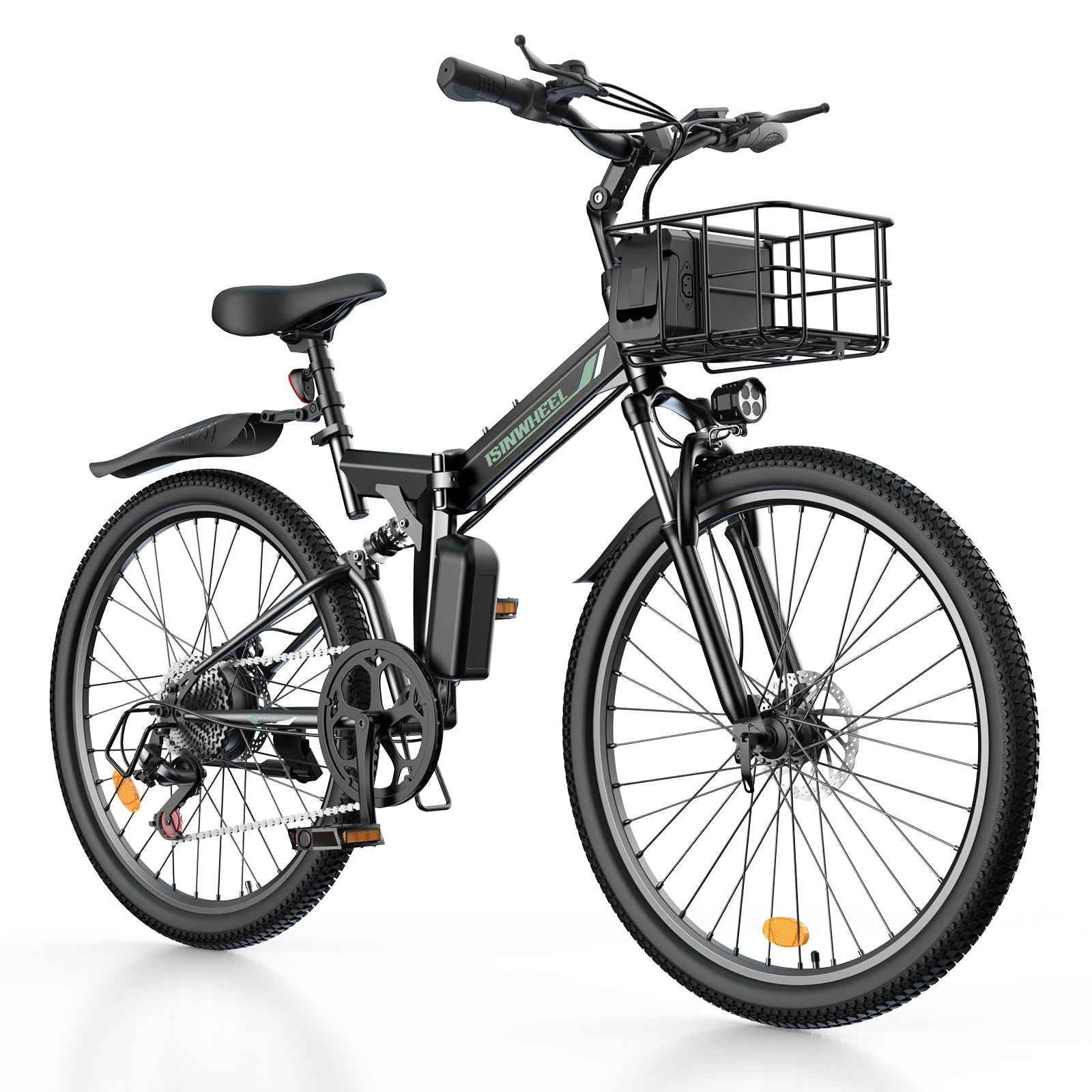 isinwheel M40 Folding Electric Bike with Basket